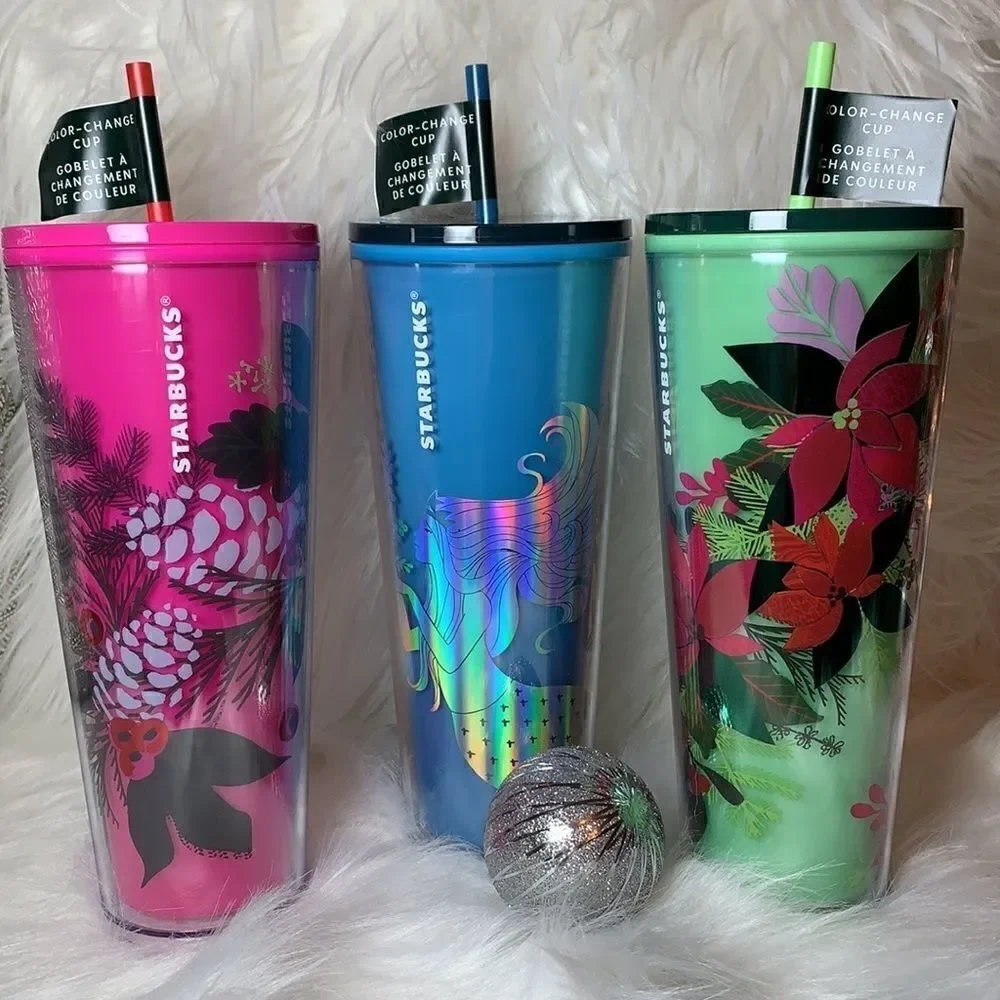 NWT- Starbucks 24oz 2021 Holiday color changing Tumbler. Set of 3